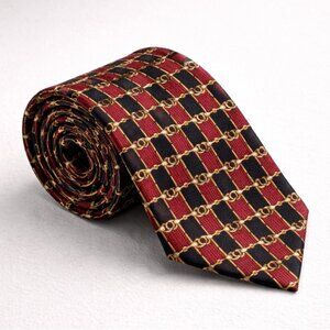 Stafford Silk Chain Link Tie Red Navy Gold Classic Men's Designer Necktie